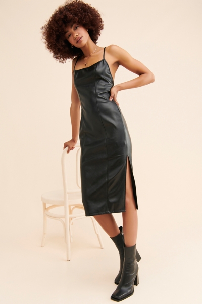 black leather slip dress Convertible Slip Dress in Black (available in XL)  Hill x Sarah