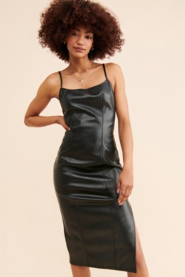 SEXY ☆ VEGAN LEATHER ☆ SLIP DRESS L hot ☆ NWT