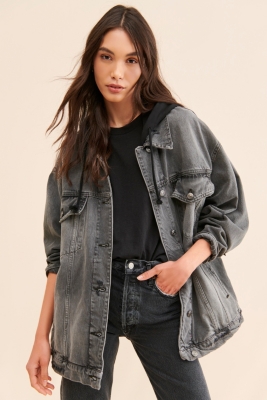 Denim jacket gray hoodie best sale