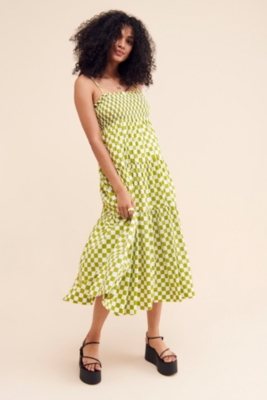 Checkered Smocked Midi Dress | Nuuly