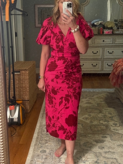 knee length dresses for ladies Nyx Puff Sleeve Midi Dress | REBECCA VALLANCE main image 0