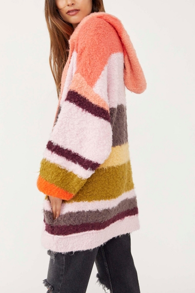 Dixxon Flannel Hooded Sherpa Cardigan ZESICA Women's Open Front