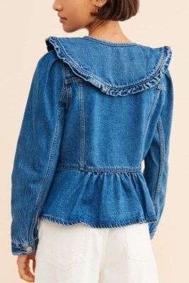 MEER. COLLAR RUFFLES DENIM JACKET (ブルー) MEER. COLLAR RUFFLES