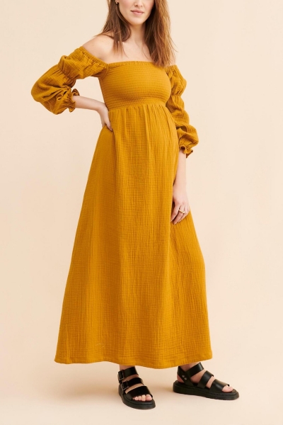 yellow dress maternity Yellow Stripe Halter Maternity Dress M