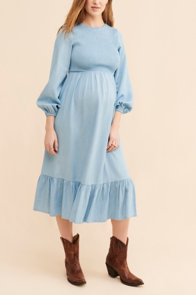 Maternity Chambray Midi Dress | Nuuly