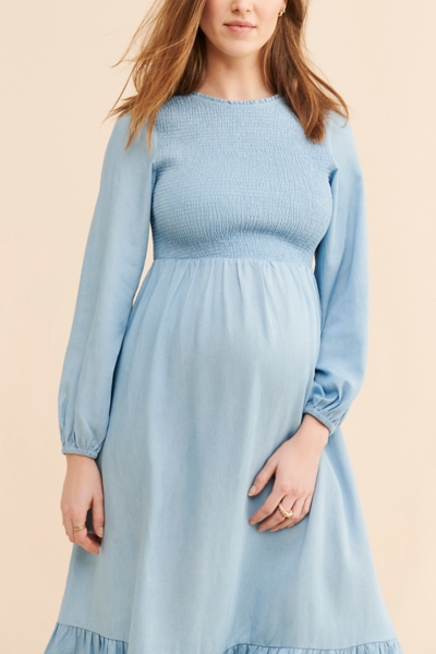 Maternity Chambray Midi Dress | Nuuly