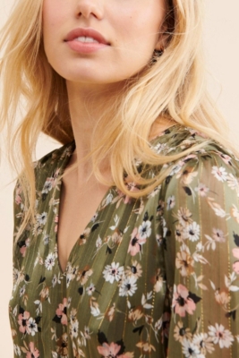 Olive Floral Smocked Dress | Nuuly
