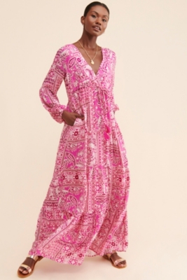 Paisley maxi dress with sleeves best sale