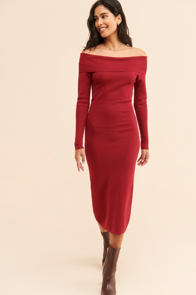 Off Shoulder Knit Dress | Nuuly