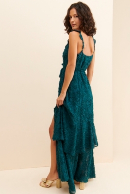 V-Neck Ruffle Gown