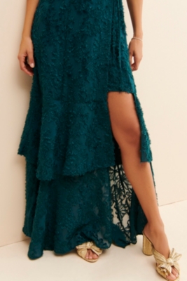 V-Neck Ruffle Gown