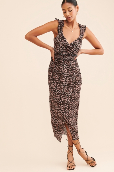 long sleeve chiffon midi dress Long Sleeve Chiffon Midi Dress, Animal Multi  Jolie Moi Retail