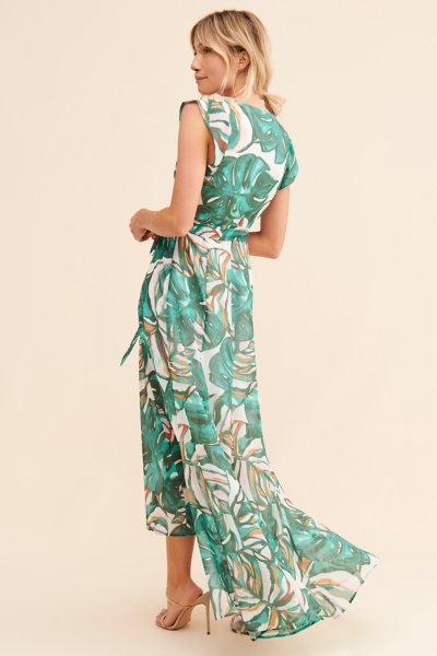 slim fit dress slacks Floral Watercolor Print Organza Maxi Dress – White Oak Boutique