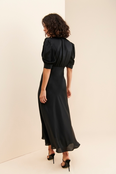 blue dress for baby girl The Black V-Neck Tunic Midi Dress - Black V Neck Sleeveless Solid Midi Dress  - Black - Dresses main image 1