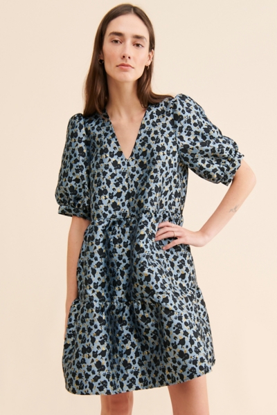 knee length dresses for ladies Behati Tiered Layer Mini Dress Blue main image 1