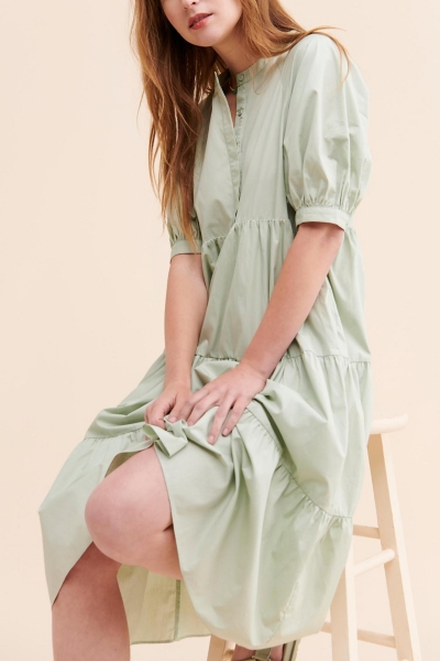 Tiered Poplin Mint Midi Dress | Nuuly