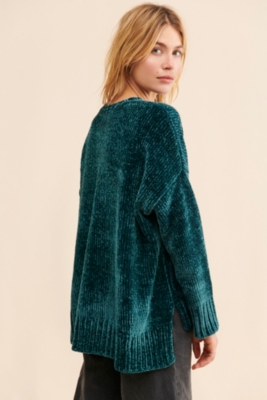 【YOURNUS】Zyle Velour Knit Sweatshirt Jade Chenille Knit Sweater | Nuuly