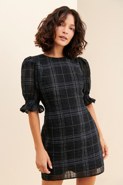 blue dress for baby girl Plaid Long Shirt Dress for Women Q91009 L main image 1