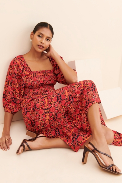 Puff Sleeve Midi Dress | Nuuly