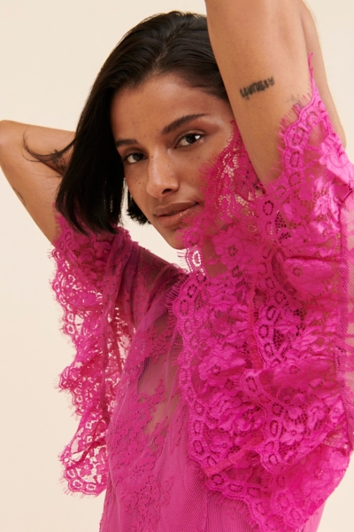 Lace Fuchsia Mini Dress | Nuuly