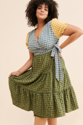 Check Wrap Dress
