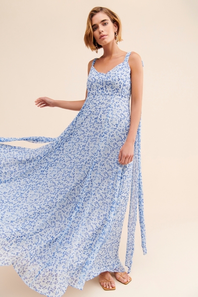 chinese dress ladies Clara Maxi Dress | Xs - 60 | Floral Pattern | Cinchable Waistline, Lightweight Fabric | Clothing