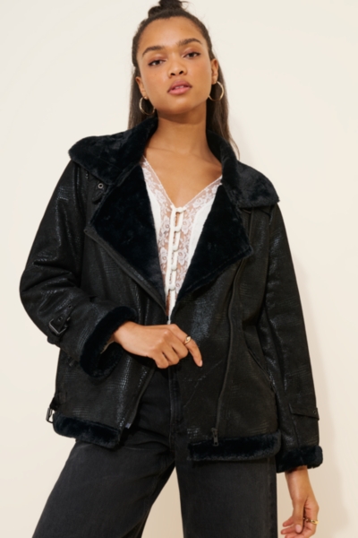 Rhys Sherpa Moto Jacket | Nuuly