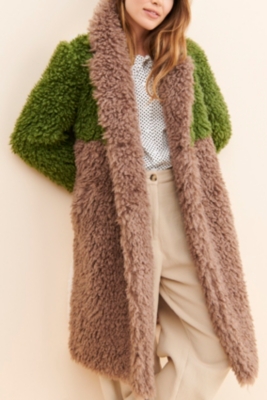 Topshop colour block teddy coat sales