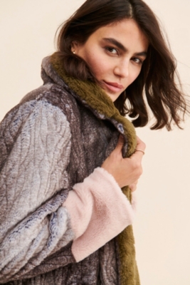 Finely Colorblock Faux Fur Coat Nuuly