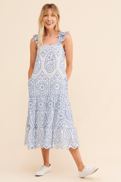 Embroidered Eyelet Midi Dress | Nuuly