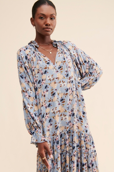 chinese dress ladies PRETTYGARDEN Women Fall Long Sleeve Smocked Maxi Dress Casual Square N main image 0
