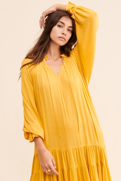Tiered Yellow Maxi Dress | Nuuly
