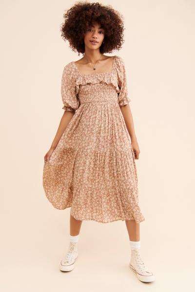 green emerald velvet dress Linen Flowy Midi Dress – I Too Fashion main image 0