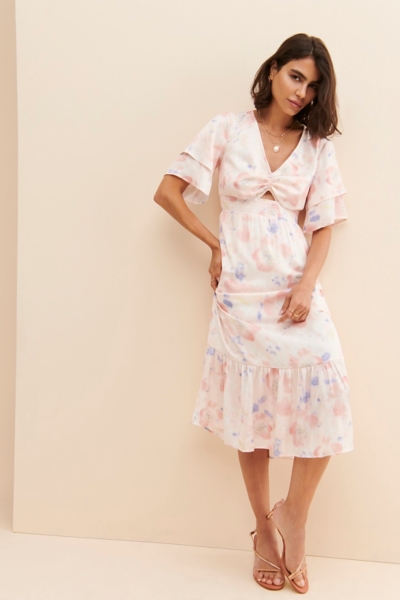 knee length dresses for ladies Audria Belted Midi Dress in Tidepool  Serafina
