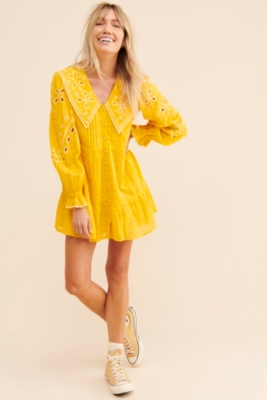 Eyelet Mini Shirtdress