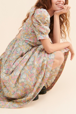 Cotton floral midi dress best sale