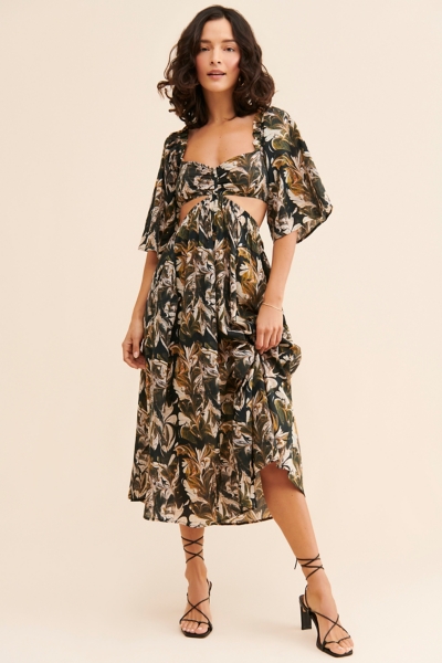 marble cut out dress Maxi COLOR:CAROB BROWN NA-05.01.26AM Price List Average Cost Print dress out wardrobe with this