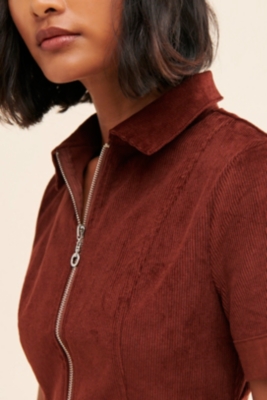 Corduroy Zip Up Dress