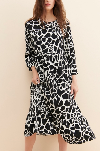 white christmas dresses Sheila Black White Bow Detail Midi Dress – unmatchedbyu main image 0