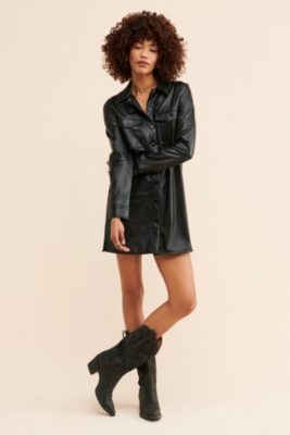 Vegan Leather Shirt Dress | Nuuly