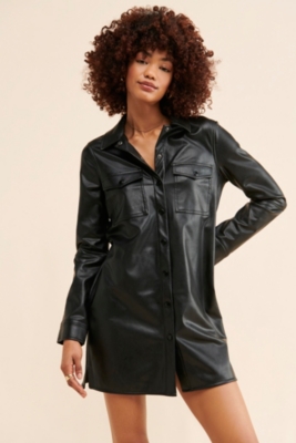 Vegan Leather Shirt Dress | Nuuly