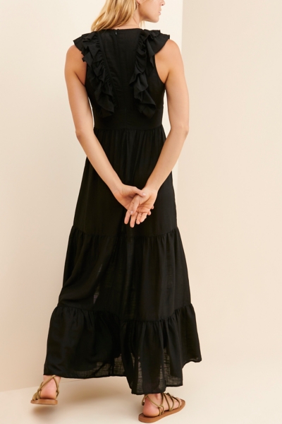 knee length dresses for ladies Lucienne Smocked Linen Maxi Dress