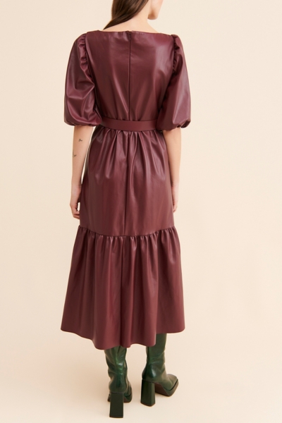 chinese dress ladies Caravana Womens Maxi Dress with Cow Leather Trim Details and Open Back in Scarlet Red One Size