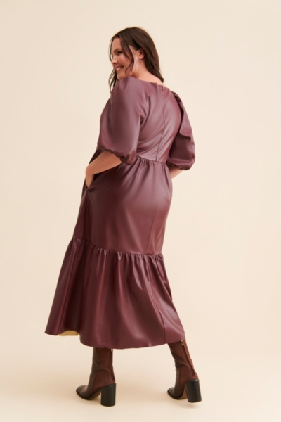 knee length dresses for ladies Cutout Faux Leather Tube Maxi Dress Black / Medium