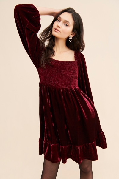 Velvet Ruffle Mini Dress | Nuuly