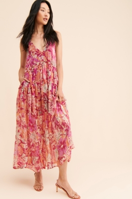 Smocked Rosette Drop-Waist Mini Dress