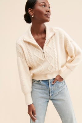 Lizzie Cable Knit Half-Zip Sweater | Nuuly