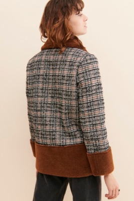 Fuzzy Plaid Coat Nuuly