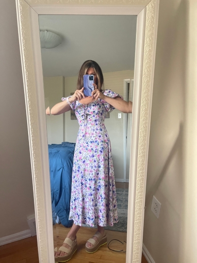 knee length dresses for ladies Floral Lace Midi Dress