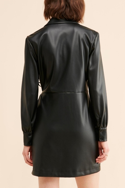 Vegan Leather Mini Wrap Dress | Nuuly